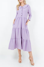 Lavender Honeycomb Buttons & Collar Dress