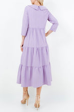 Lavender Honeycomb Buttons & Collar Dress