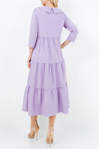 Lavender Honeycomb Buttons & Collar Dress