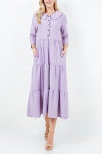 Lavender Honeycomb Buttons & Collar Dress