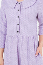 Lavender Honeycomb Buttons & Collar Dress