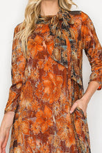 Orange & Floral Sequin Overlay Dress