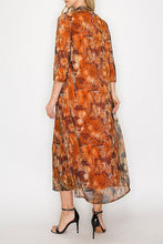 Orange & Floral Sequin Overlay Dress