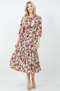 Kara Ivory & Floral Dress