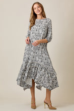 Michella High Low Dress-Black & White Paisley