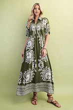Melanie Boho Smocked Front Dress- Olive