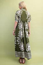 Melanie Boho Smocked Front Dress- Olive