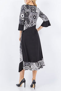 Raquel Black & Paisley Print Dress