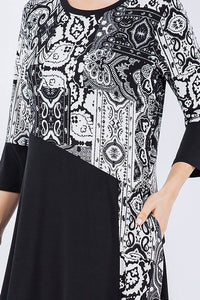 Raquel Black & Paisley Print Dress