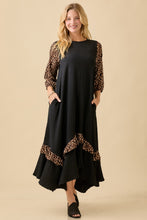 Michella High Low Dress-Black & Leopard