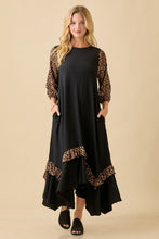 Michella High Low Dress-Black & Leopard