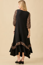 Michella High Low Dress-Black & Leopard