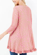 Samantha Ruffle High Low Tunic-Pink & Leopard
