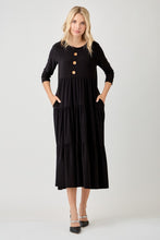 Tonya & Wood Button Dress- Black