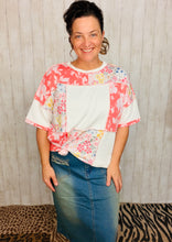 Coral & Ivory Patchwork Top