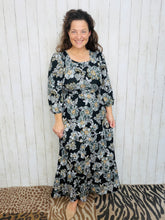 Mallory Black & Floral Square Neck Dress