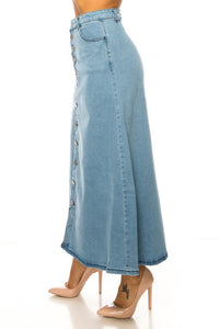 Cassandra Long Button Front Jean Skirt