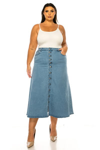 Cassandra Long Button Front Jean Skirt