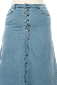 Cassandra Long Button Front Jean Skirt