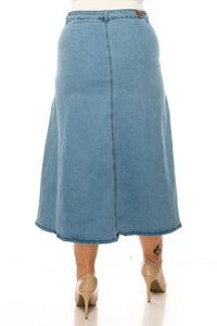 Cassandra Long Button Front Jean Skirt