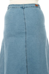Cassandra Long Button Front Jean Skirt