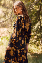 Natasha Smocked Waist Dress- Black Floral