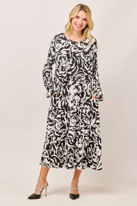 Larissa Black & White Floral Dress