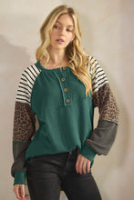 Gina Leopard & Stripes Ribbed Top
