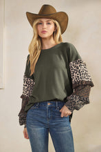 Isabella Ribbed Leopard & Olive Top