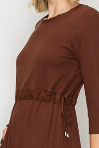 Ribbed Lounge Dress- Chocolate Brown
