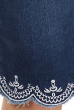 Lacy Detail Jean Skirt-Medium Wash