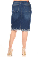 Lacy Detail Jean Skirt-Medium Wash