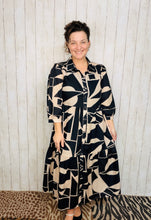 Mallory Abstract Dress- Black & Ivory