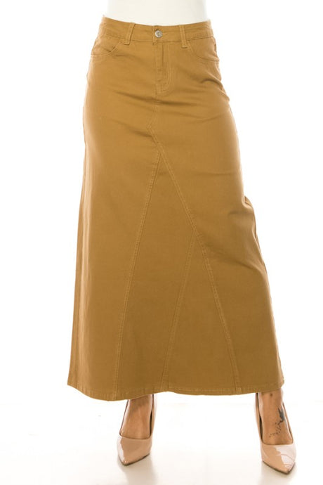 Khaki Twill Long Skirt