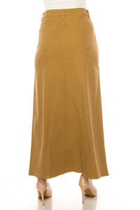 Khaki Twill Long Skirt