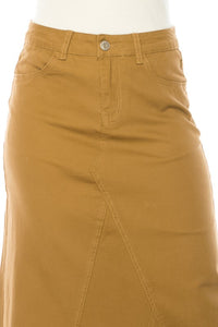 Khaki Twill Long Skirt