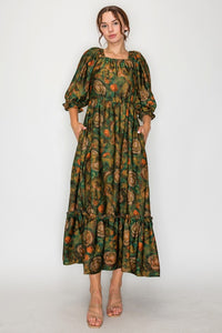 PREORDER: Lovely In Green- Modest Square Neckline Dress
