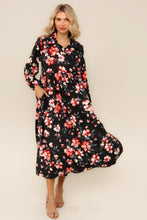 Kaylee Collared Black & Mauve Dress