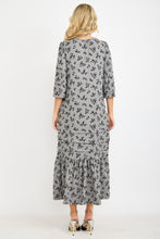 Rena Charcoal & Ditsy Floral Print Dress