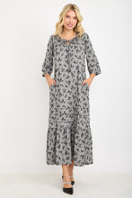 Rena Charcoal & Ditsy Floral Print Dress