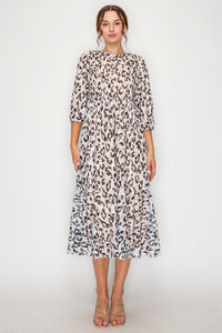 Leopard & Tan Mesh Overlay Dress