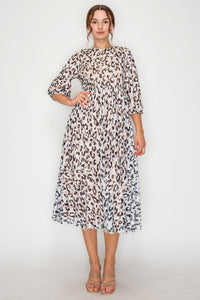 Leopard & Tan Mesh Overlay Dress