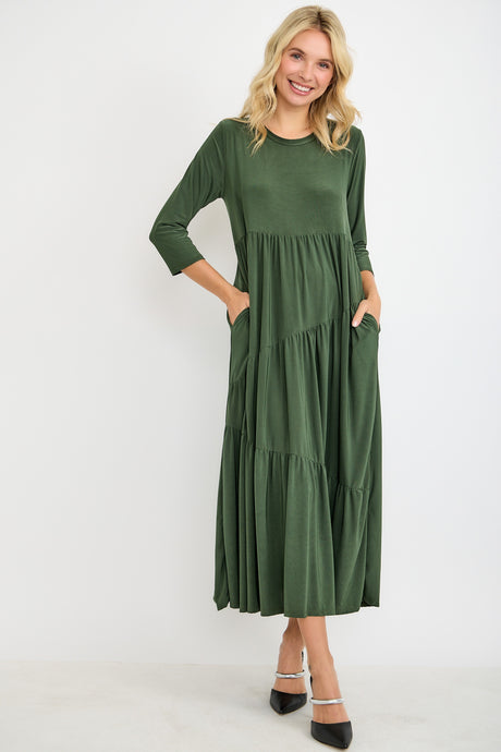Tonya Marie Tiered Dress- Olive