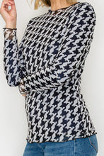 Black Houndstooth Mesh Layering Style Top