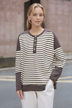 Harper Ribbed Knit Striped Top- Cream & Brown