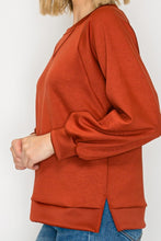 Addie Sweatshirt Style Top- Rust
