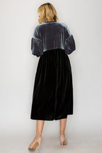 Amanda Velvet Two Tone Dress- Black & Silver