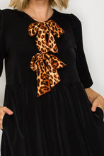 Sonja Leopard Bow Dress- Black