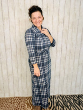 Adorable In Plaid Lounge Dress-Navy Plaid