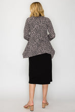 Tara Sharkbite Tunic-Gray Leopard Print